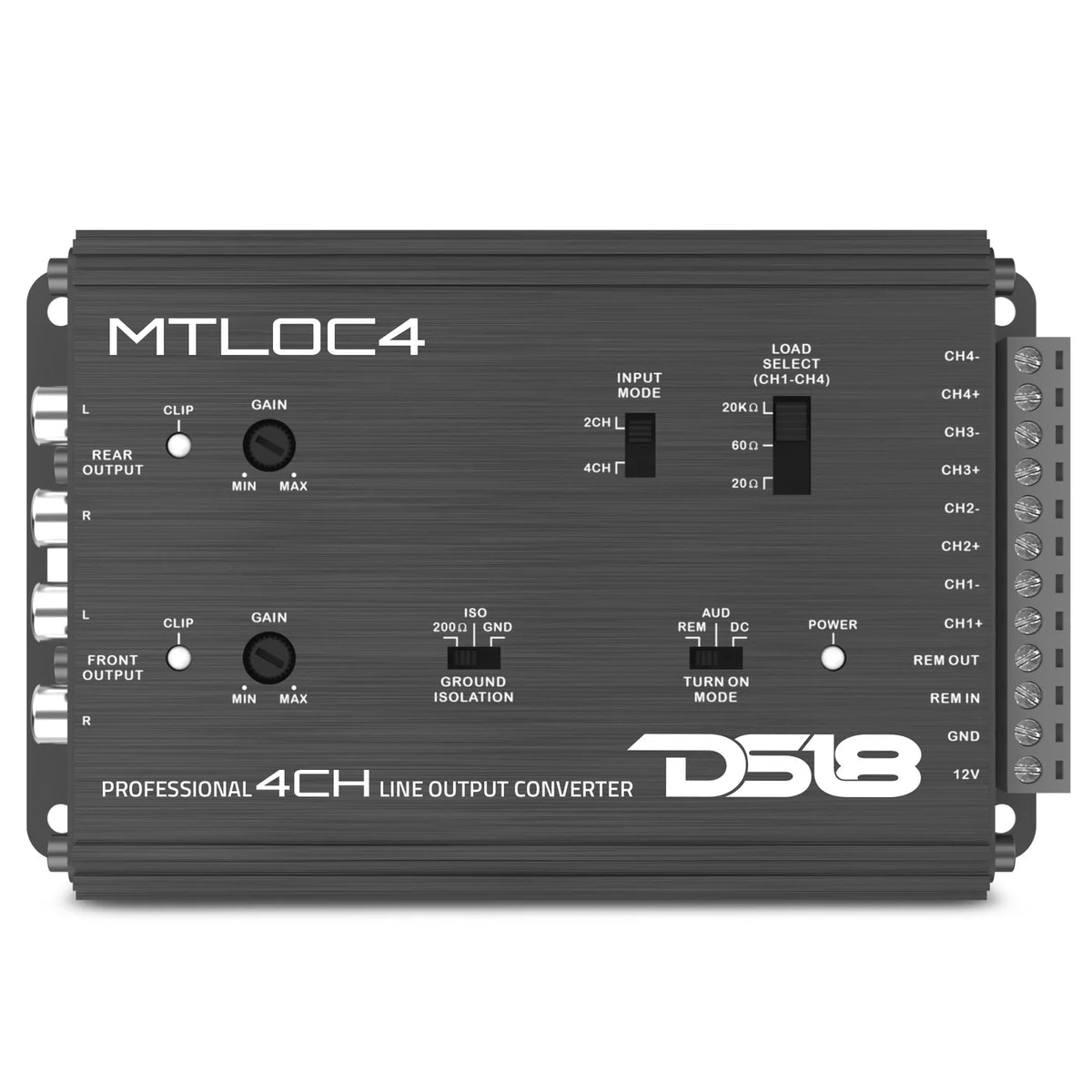 DS18 MTLOC4 - 4-Channel High-to-Low Level Line Output Converter with Remote Turn-On