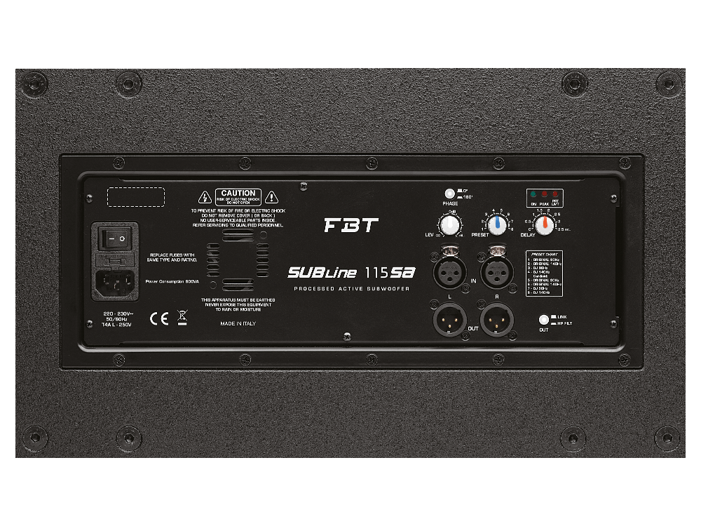 FBT SUBLINE 115SA PROCESSED ACTIVE SUBWOOFER 700W RMS - 132/135DB SPL