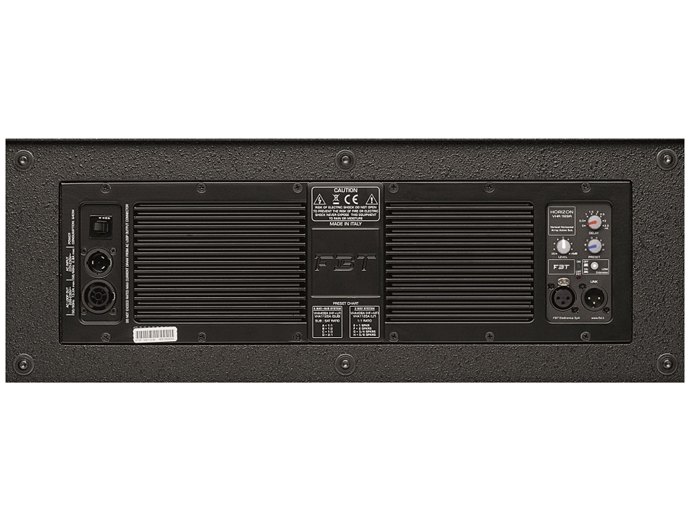 FBT HORIZON VHA 112SA powered amplifier panel and connections
