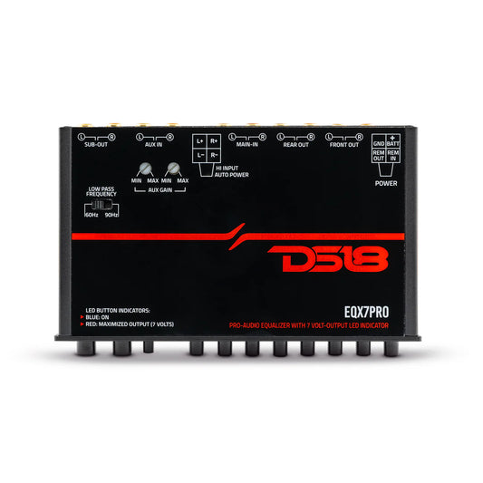 DS18 EQX7PRO- High Volt 7-Band Equalizer with High Level Input, Auto Turn On And High Volt LED Indicator