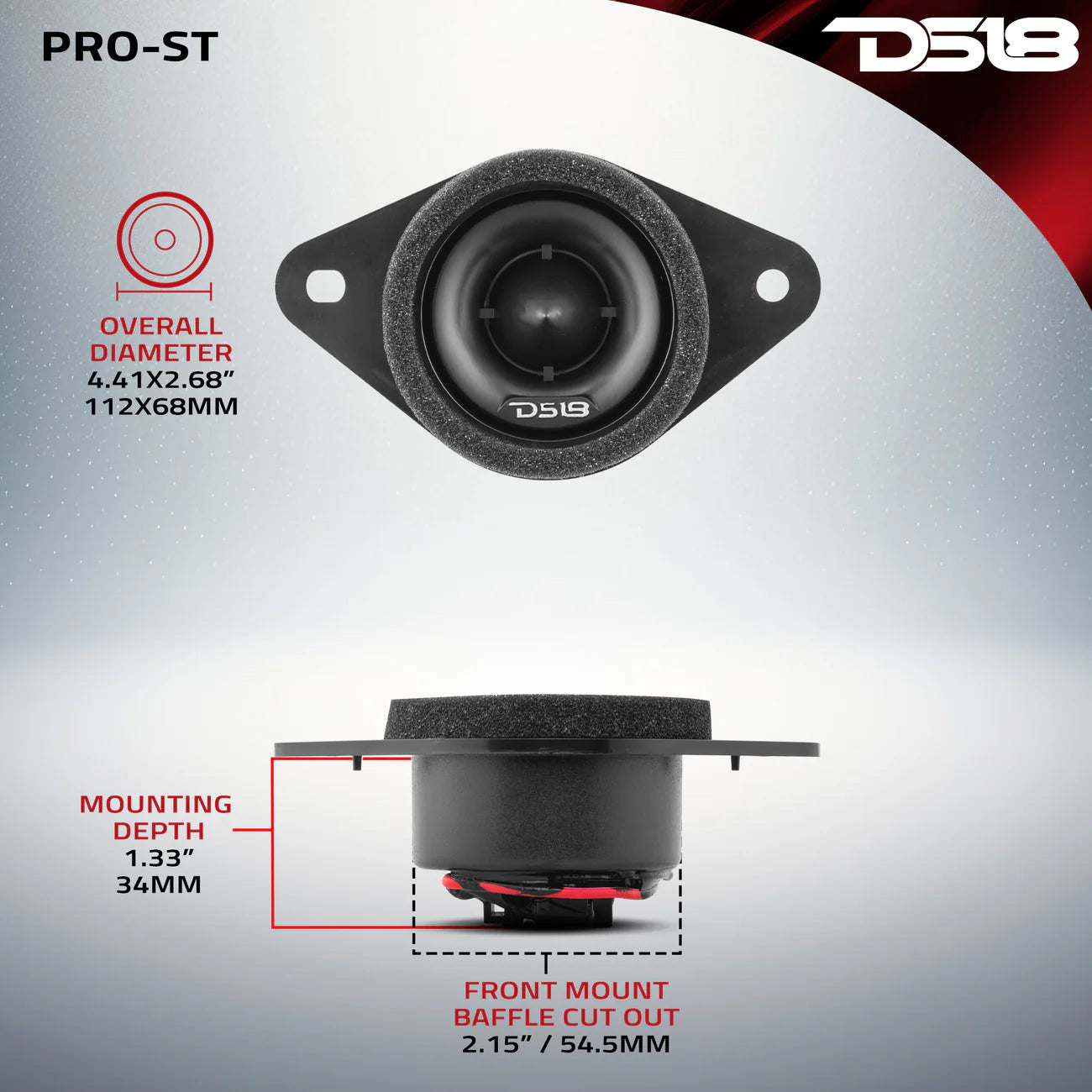DS18 PRO-ST- 1.9" OEM Replacement Neodymium Tweeter | Compatible With Most Toyota and Subaru Vehicles