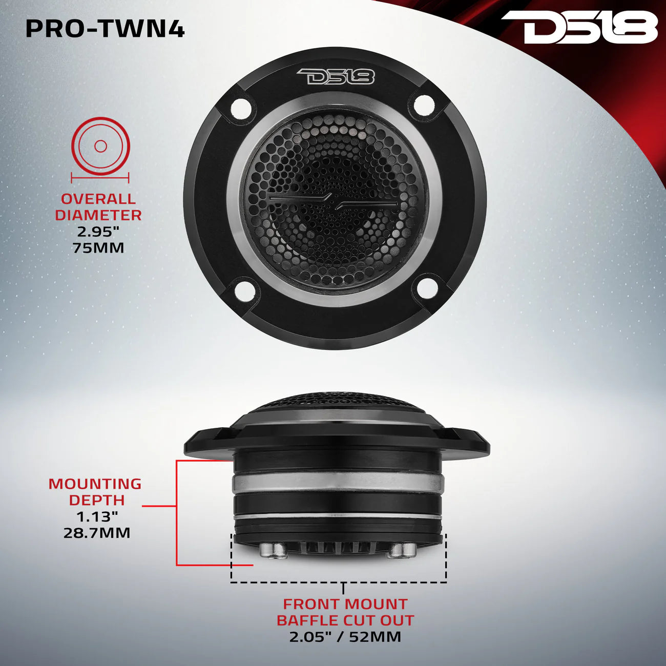 DS18 PRO-TWN4-3" High Compression Neodymium Hybrid Driver/Tweeter 140 Watts 1" Pen 4-Ohm Vc