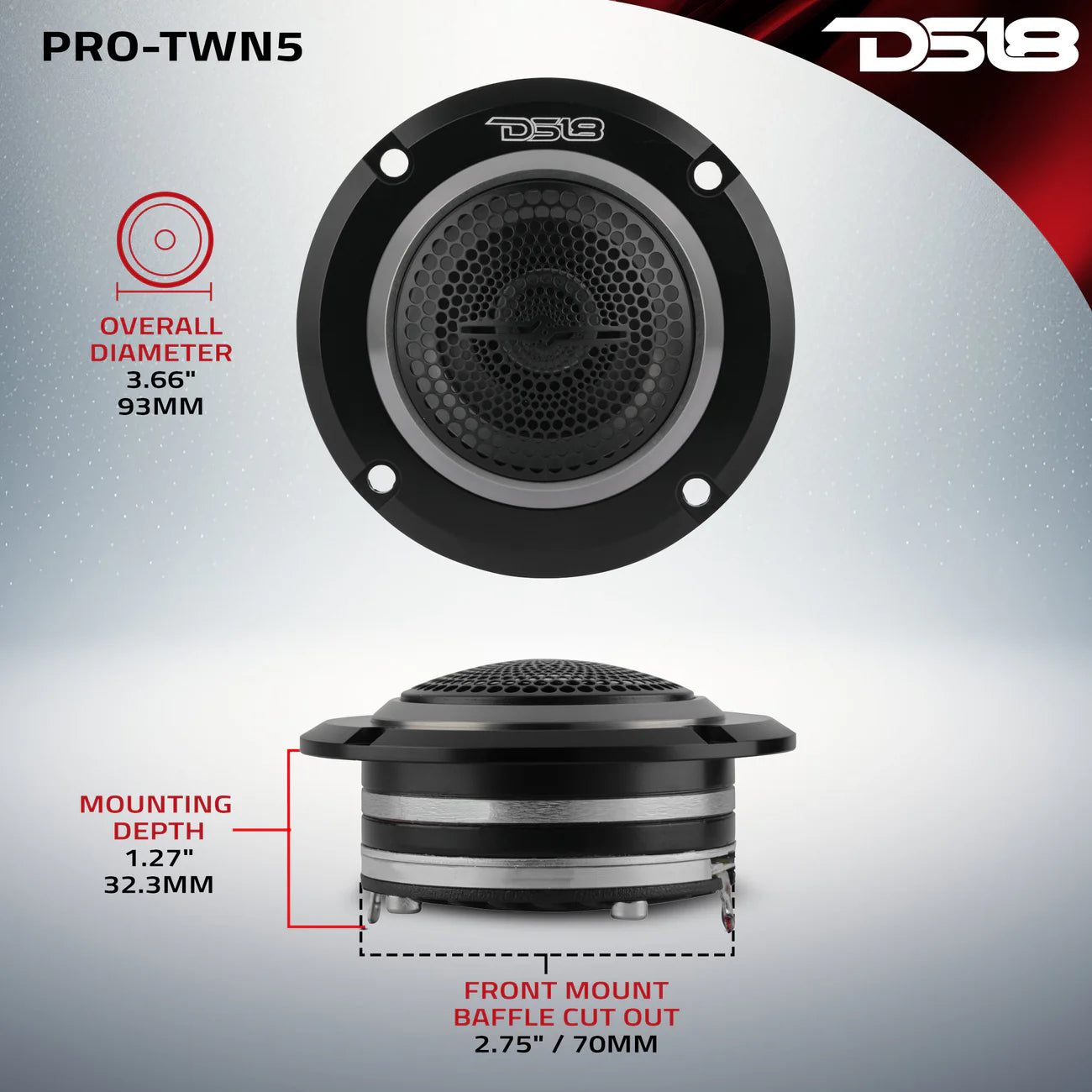 DS18 PRO-TWN5 -3.6" High Compression Neodymium Hybrid Driver/Tweeter 200 Watts 1.5 " Pen 4-Ohm Vc