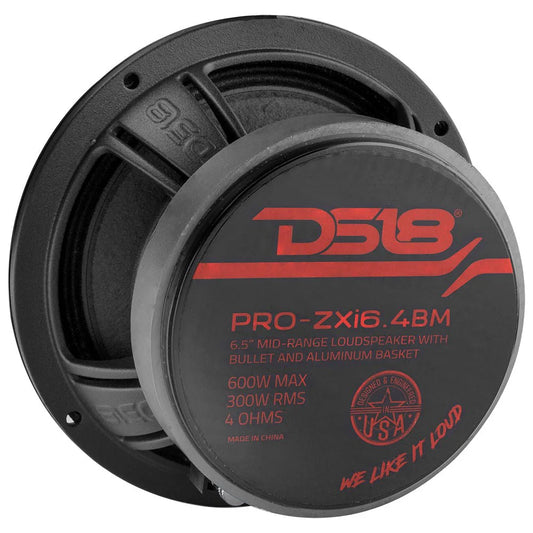 DS18 - PRO-ZXI 6.5" Mid-Range Bullet Loudspeaker Neodymium/Ferrite Magnets | 300W RMS 4-Ohm