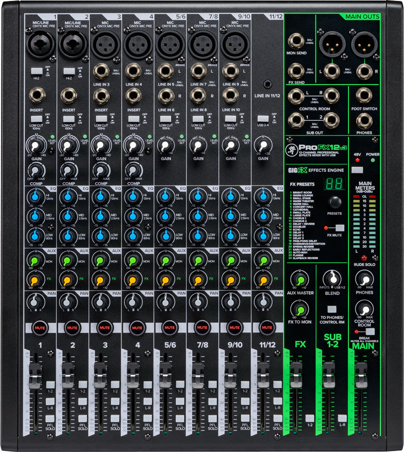 Mackie ProFX12v3 12-Channel Professional Effects Mixer with USB